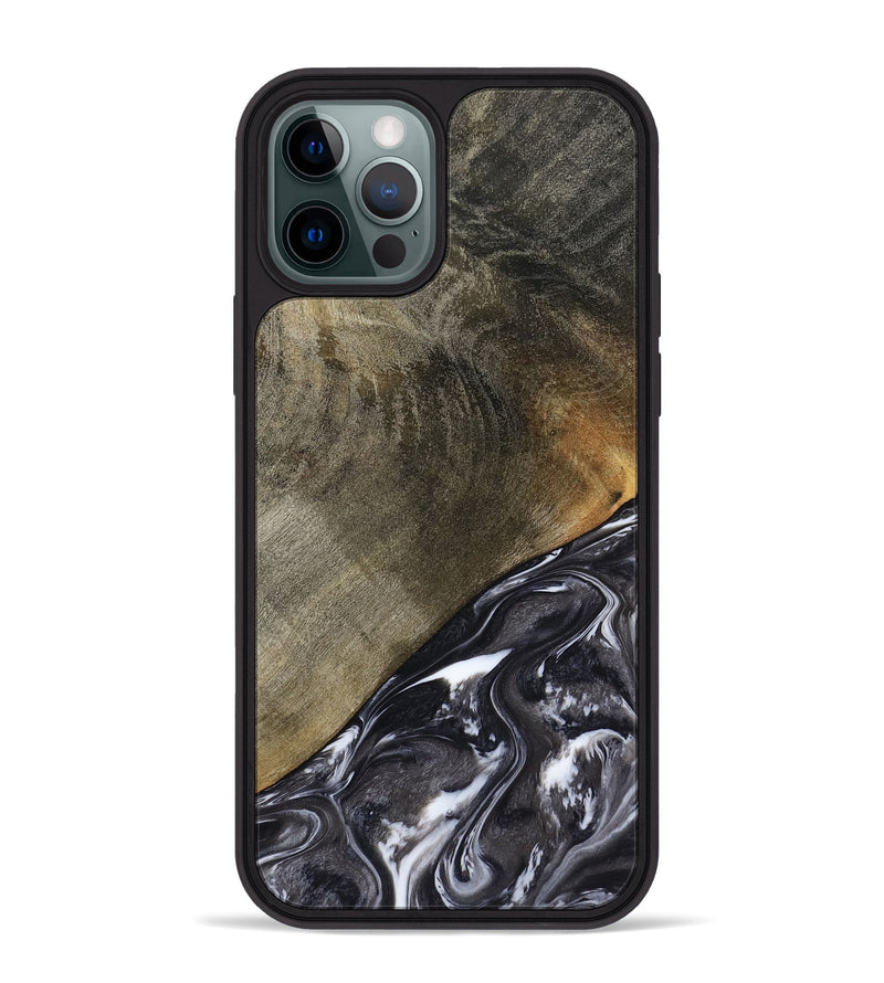 iPhone 12 Pro Max Wood Phone Case - Ariya (Black & White, 789418)