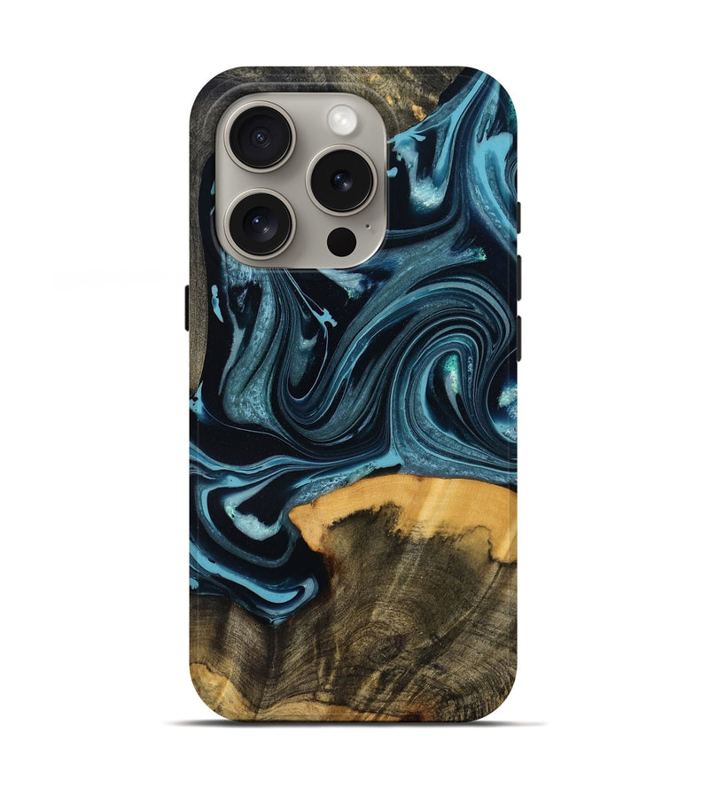 iPhone 16 Pro Wood Live Edge Phone Case - Stacie (Blue, 789441)