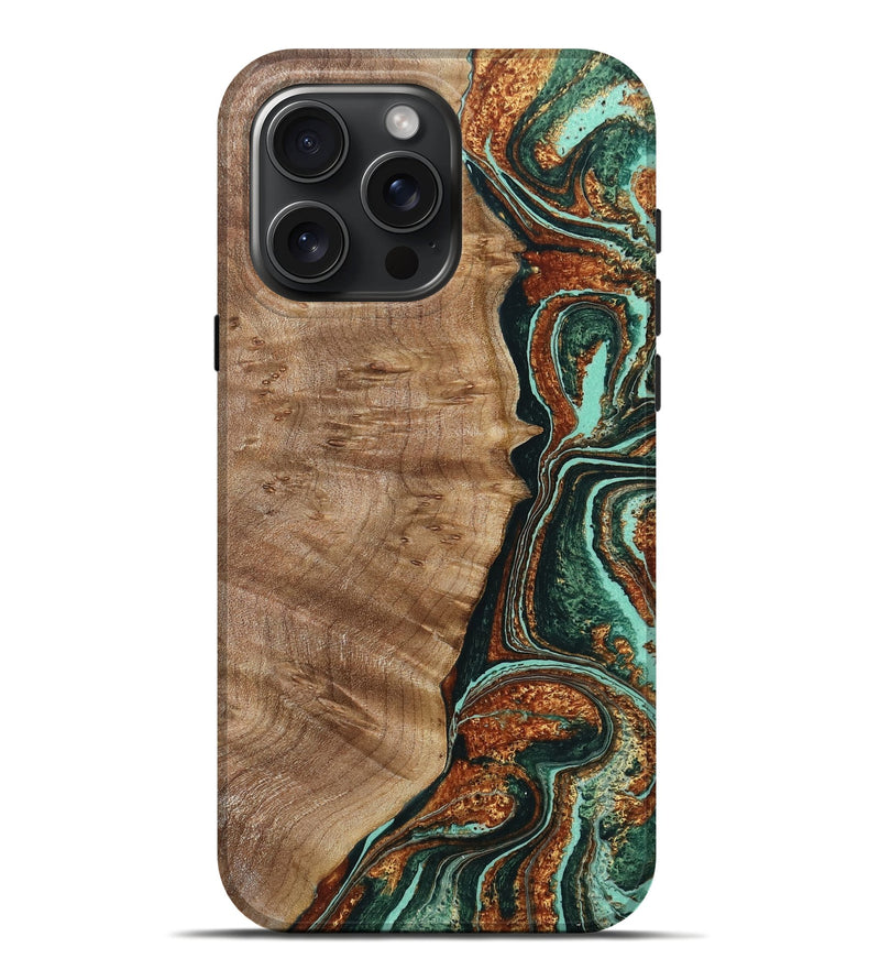 iPhone 16 Pro Max Wood Live Edge Phone Case - Delano (Green, 789608)