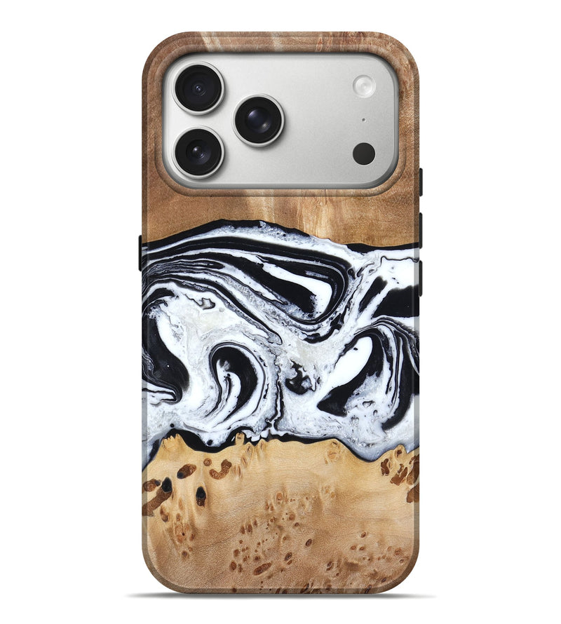 iPhone 17 Pro Max Wood Live Edge Phone Case - Ronaldo (Black & White, 789615)