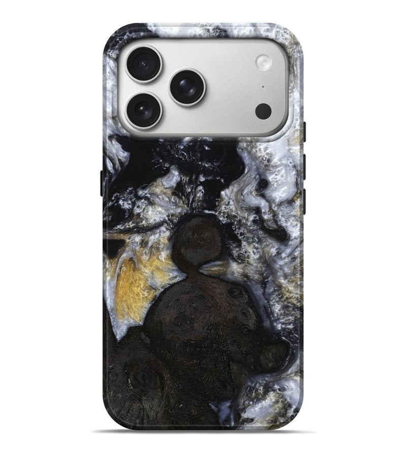 iPhone 17 Pro Max Wood Live Edge Phone Case - Ebony (Black & White, 789619)