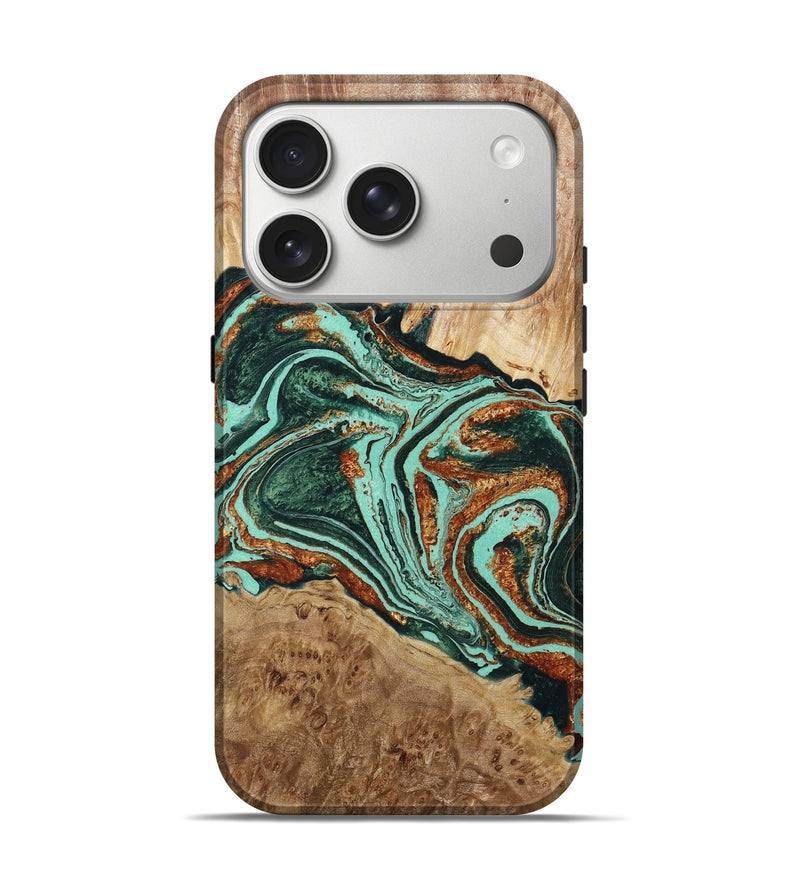 iPhone 17 Pro Wood Live Edge Phone Case - Tawanna (Green, 789622)
