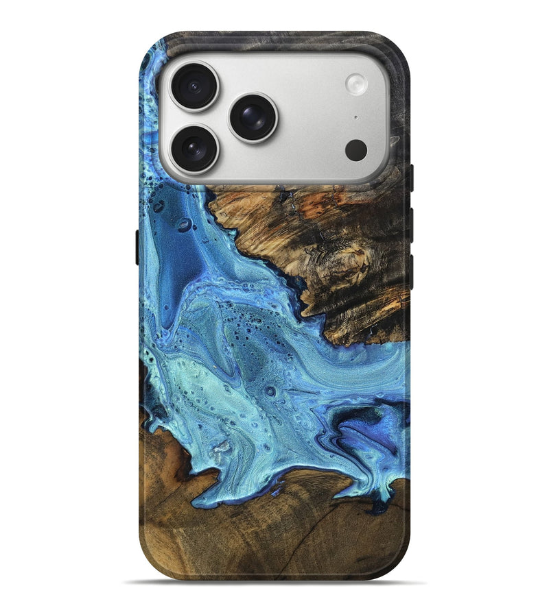 iPhone 17 Pro Max Wood Live Edge Phone Case - Corina (Blue, 789627)