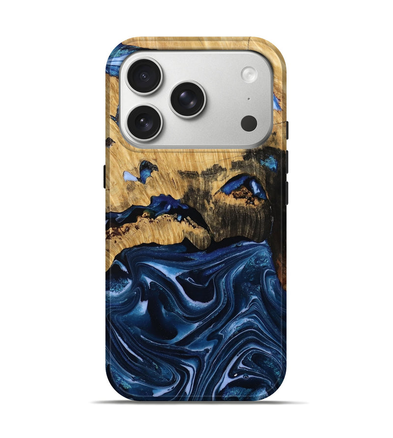 iPhone 17 Pro Wood Live Edge Phone Case - Wheeler (Blue, 789631)