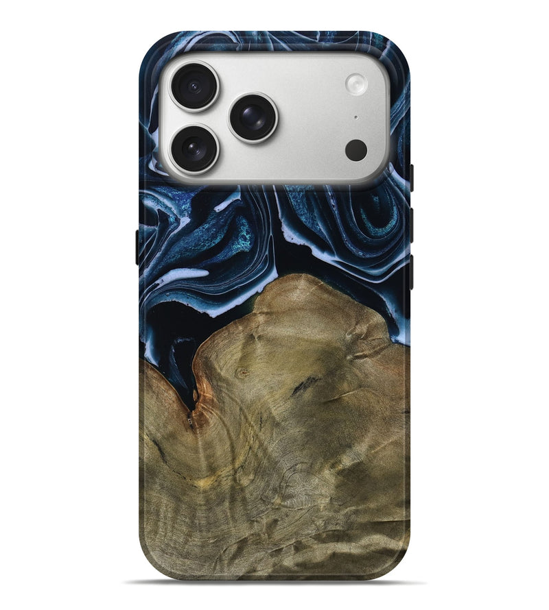 iPhone 17 Pro Max Wood Live Edge Phone Case - Ahmad (Blue, 789634)