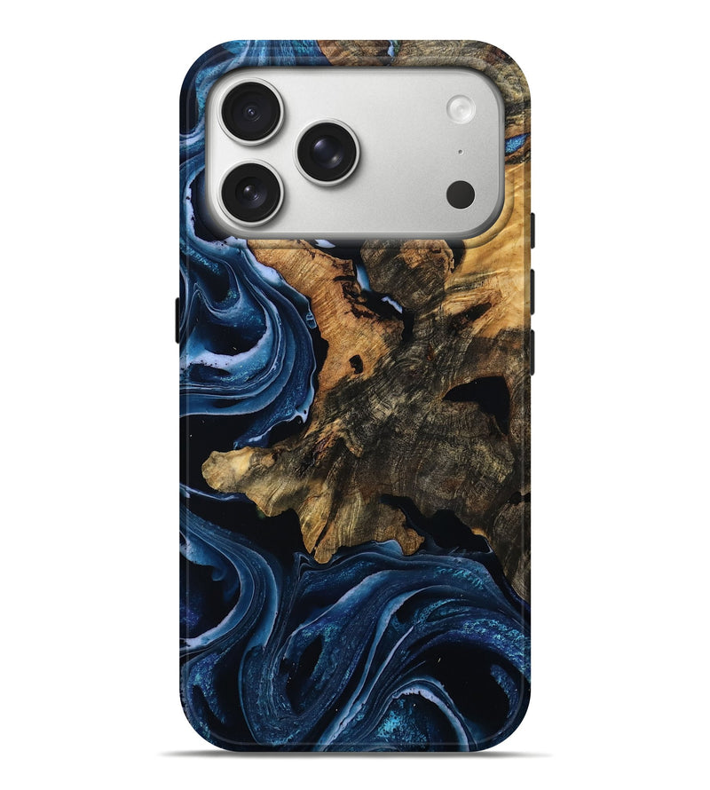 iPhone 17 Pro Max Wood Live Edge Phone Case - Braedon (Blue, 789644)