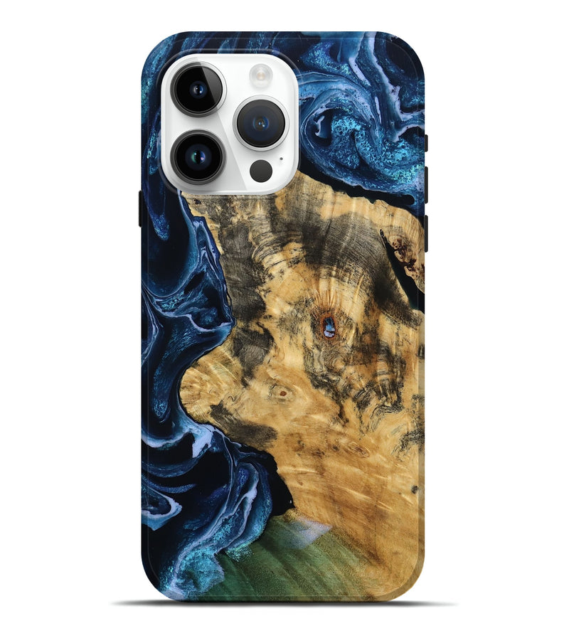 iPhone 15 Pro Max Wood Live Edge Phone Case - Natasha (Blue, 789645)