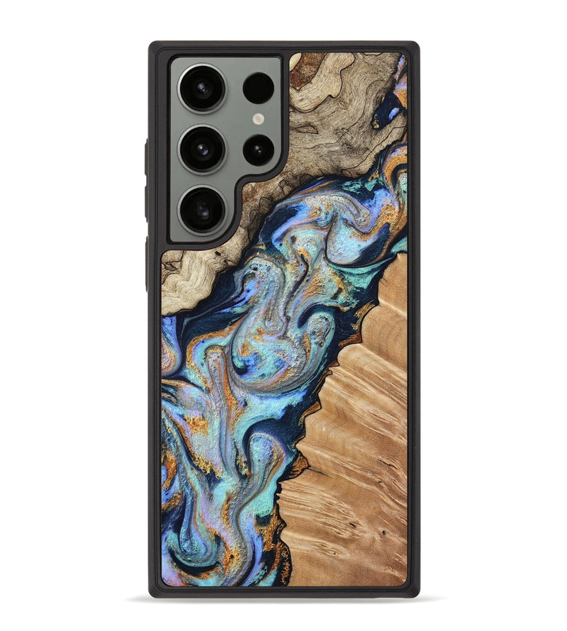 Galaxy S23 Ultra Wood Phone Case - Tyrese (Teal & Gold, 789691)