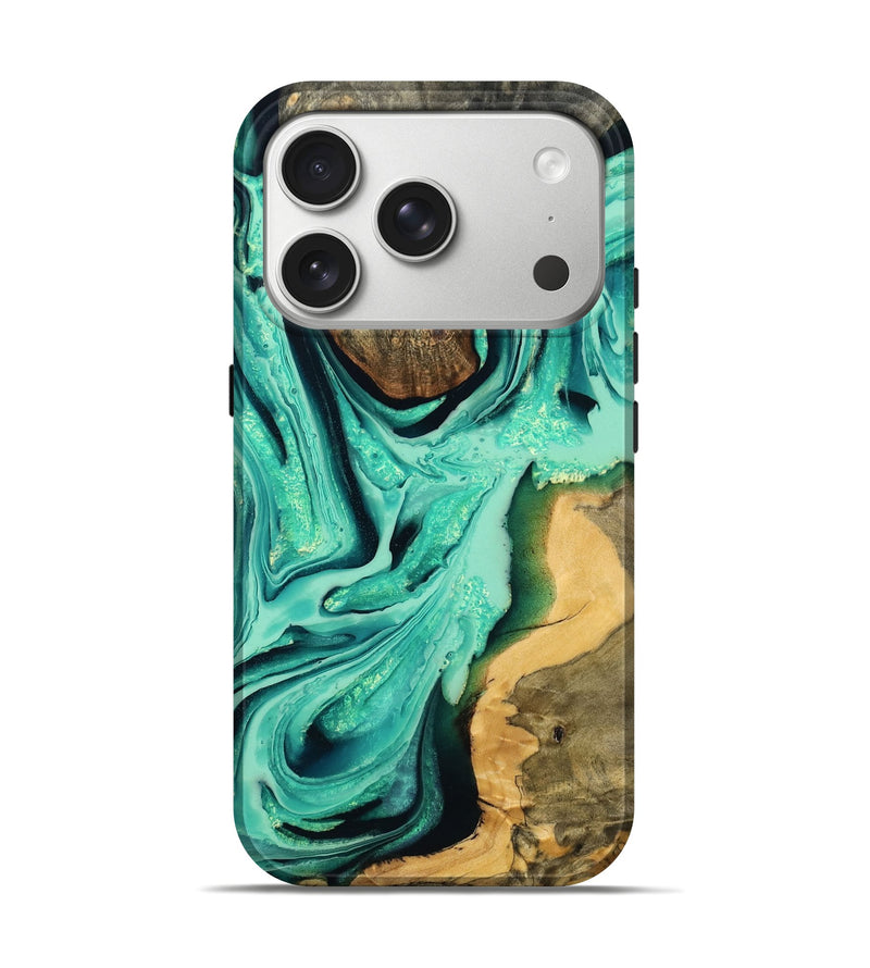 iPhone 17 Pro Wood Live Edge Phone Case - Nona (Green, 789806)