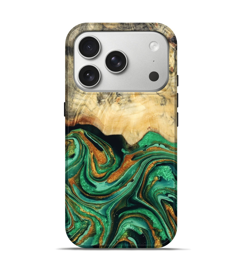 iPhone 17 Pro Wood Live Edge Phone Case - Maira (Green, 789809)