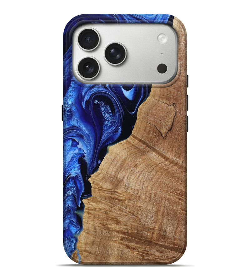 iPhone 17 Pro Max Wood Live Edge Phone Case - Mariel (Blue, 789844)