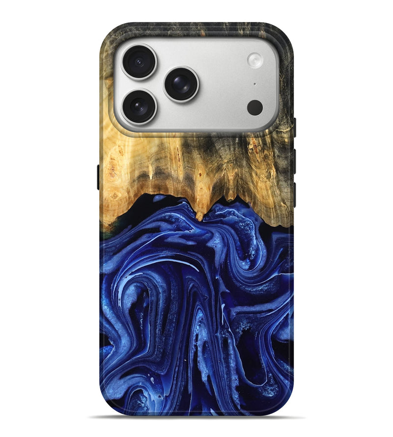 iPhone 17 Pro Max Wood Live Edge Phone Case - Amias (Blue, 789845)
