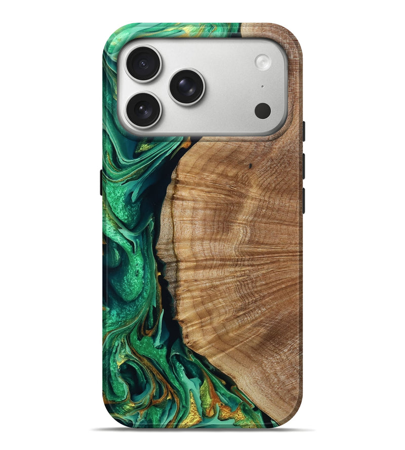 iPhone 17 Pro Max Wood Live Edge Phone Case - Mitzi (Green, 789854)