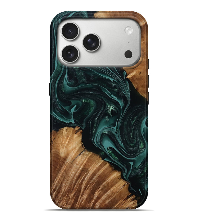 iPhone 17 Pro Max Wood Live Edge Phone Case - Jeanna (Green, 790185)