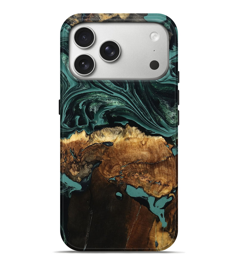 iPhone 17 Pro Max Wood Live Edge Phone Case - Rick (Green, 790197)
