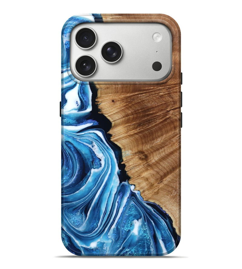 iPhone 17 Pro Max Wood Live Edge Phone Case - Charli (Blue, 790210)