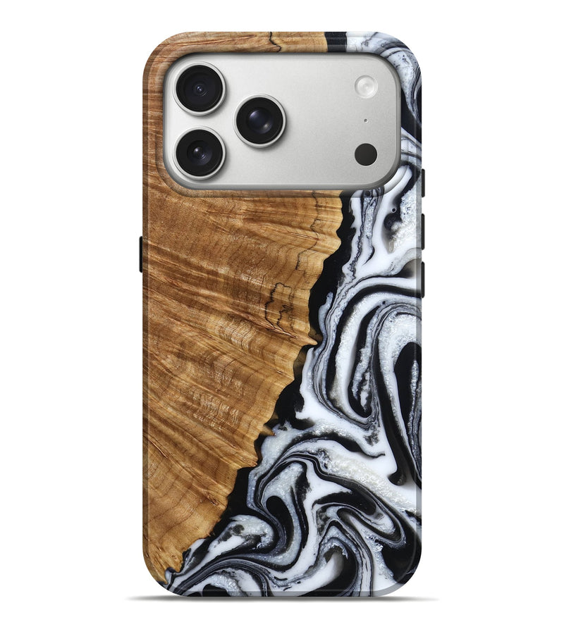 iPhone 17 Pro Max Wood Live Edge Phone Case - Hilary (Black & White, 790349)