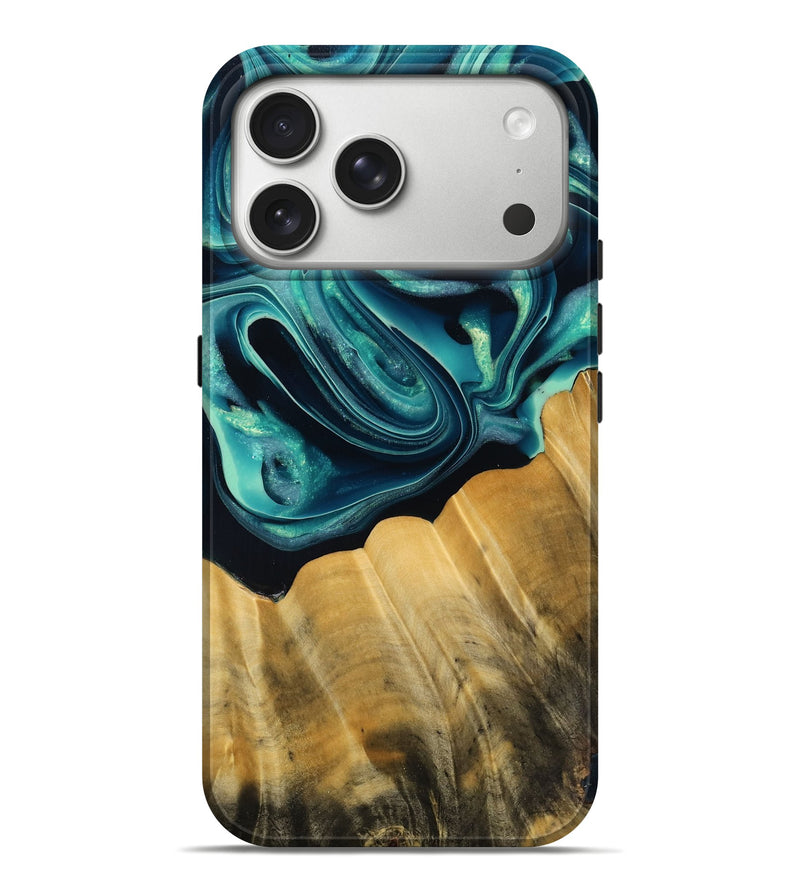 iPhone 17 Pro Max Wood Live Edge Phone Case - Inaya (Green, 790374)