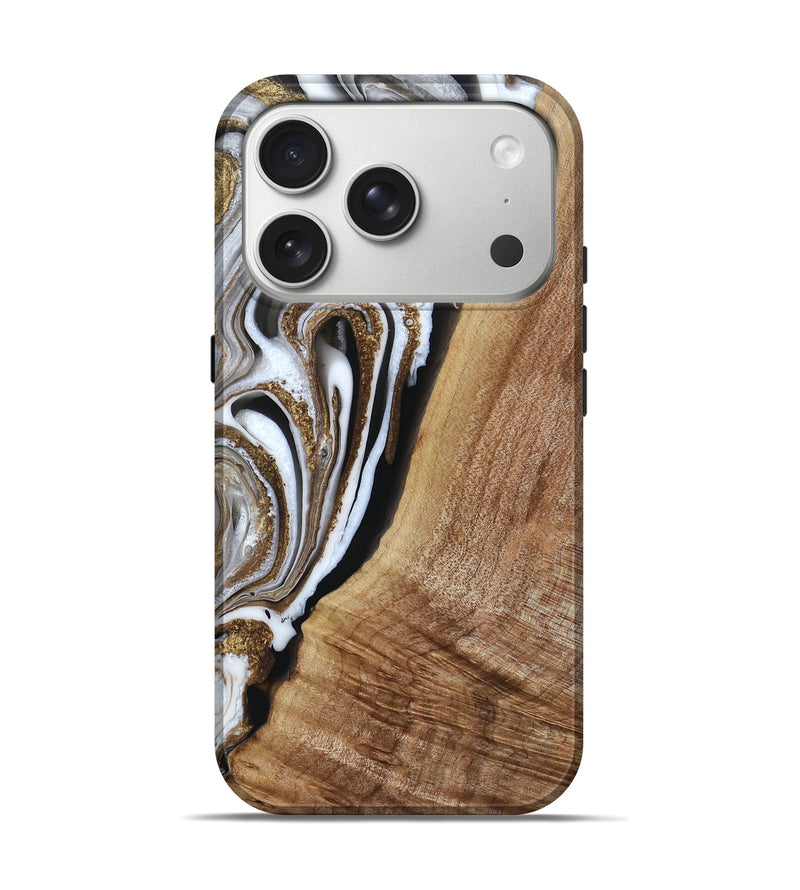 iPhone 17 Pro Wood Live Edge Phone Case - Kylian (Black & White, 790587)