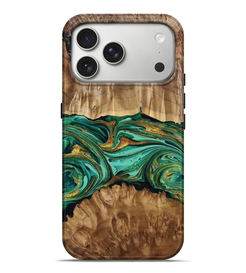 iPhone 17 Pro Max Wood Live Edge Phone Case - Rodger (Green, 790598)