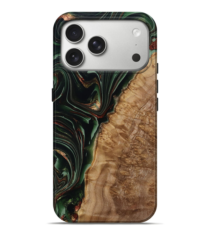 iPhone 17 Pro Max Wood Live Edge Phone Case - Sawyer (Green, 790608)