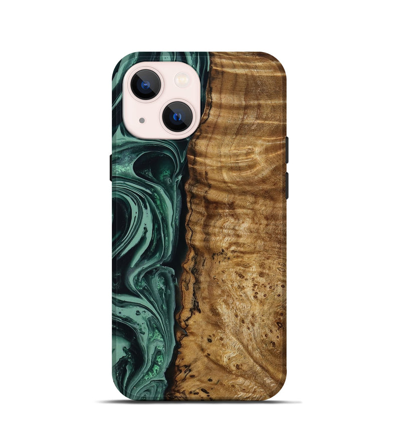 iPhone 13 mini Wood Live Edge Phone Case - Amiya (Green, 790612)