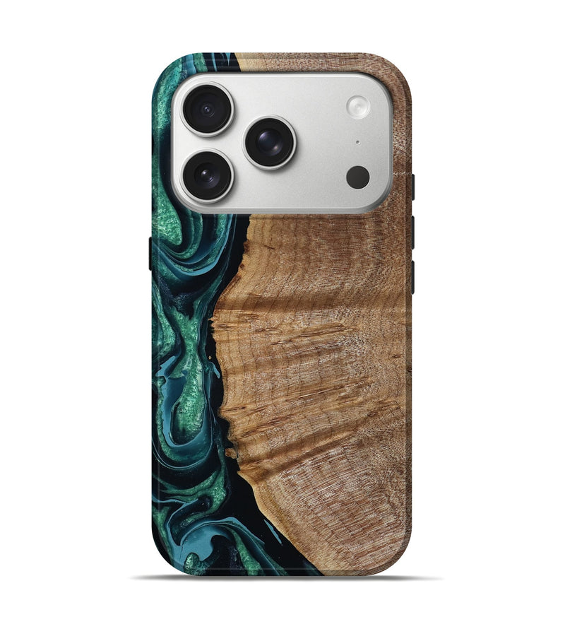 iPhone 17 Pro Wood Live Edge Phone Case - Yusuf (Green, 790619)