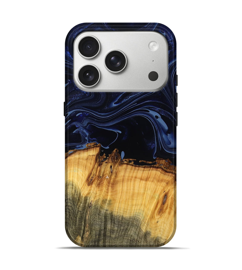 iPhone 17 Pro Wood Live Edge Phone Case - Roxane (Blue, 790628)