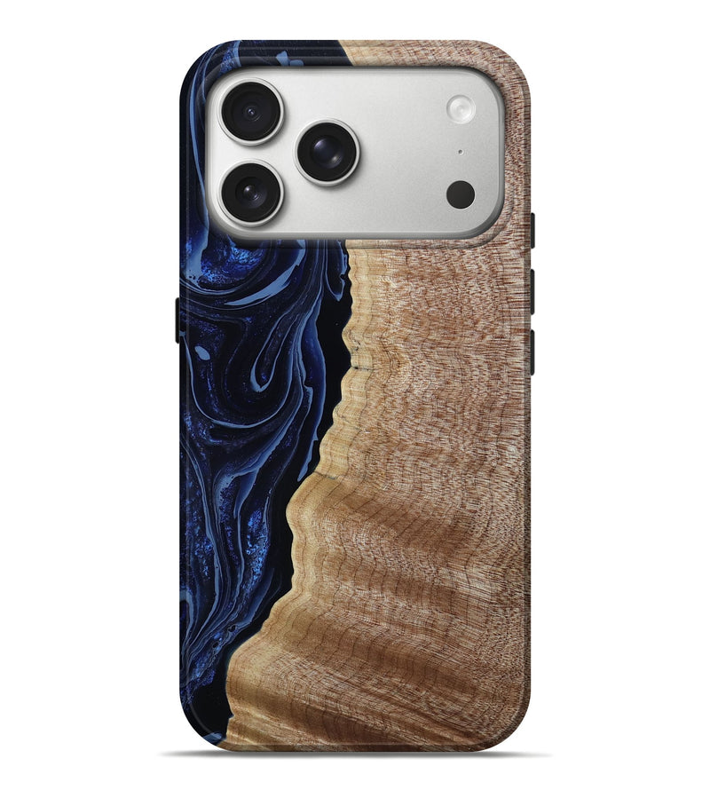 iPhone 17 Pro Max Wood Live Edge Phone Case - Deneen (Blue, 790635)
