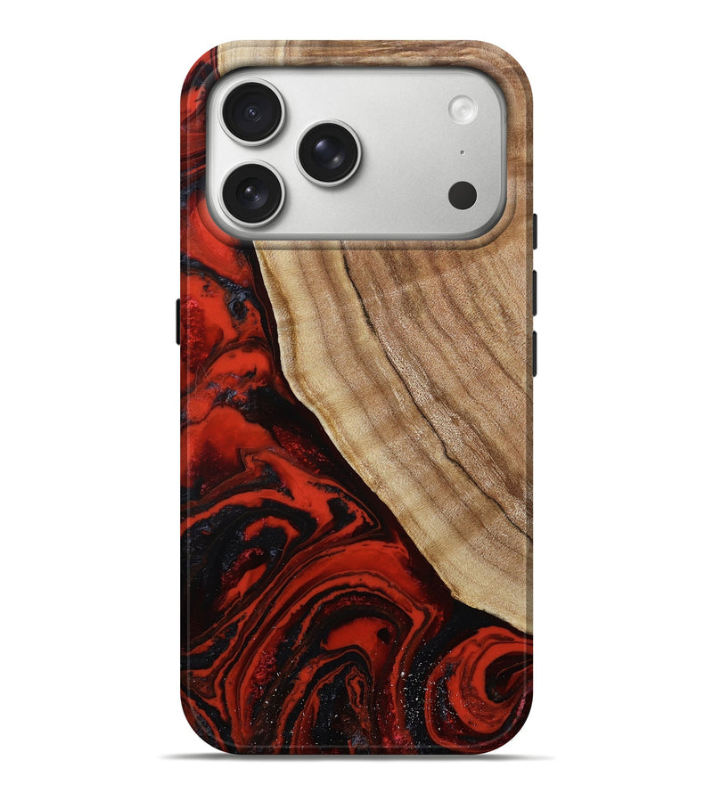 iPhone 17 Pro Max Wood Live Edge Phone Case - Renata (Red, 790746)