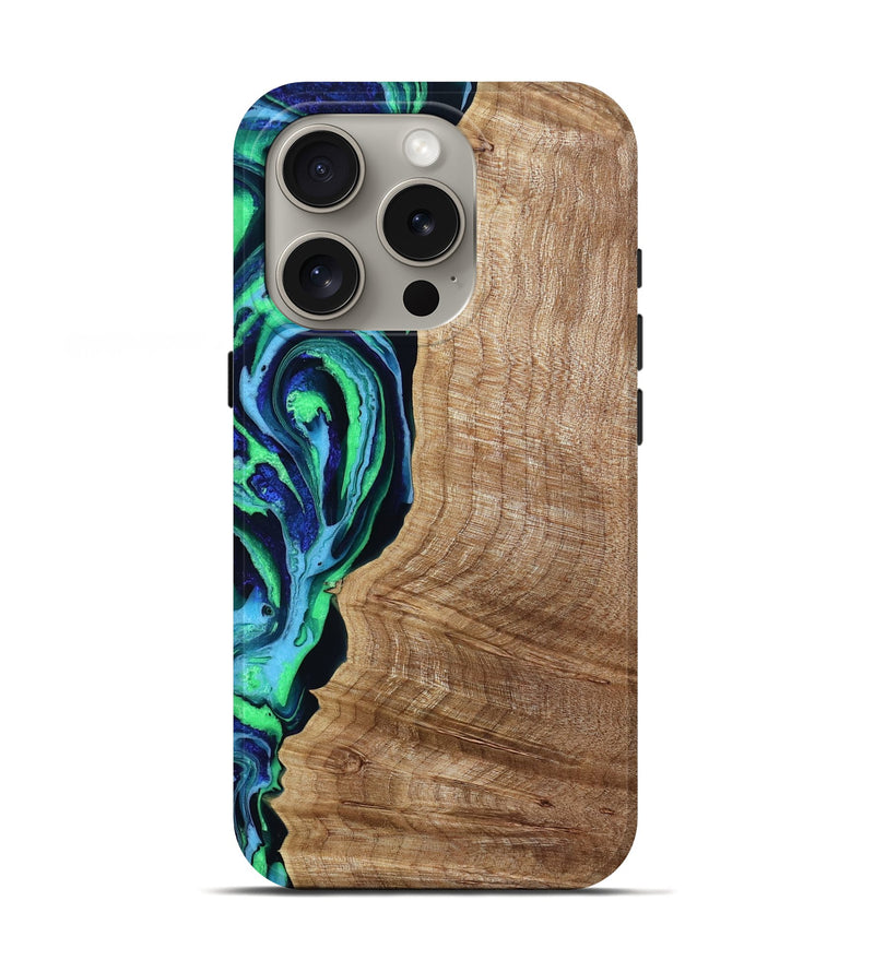 iPhone 16 Pro Wood Live Edge Phone Case - Randy (Blue, 790757)