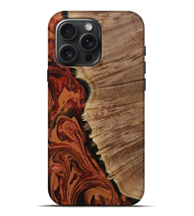 iPhone 16 Pro Max Wood Live Edge Phone Case - Vernie (Red, 790758)