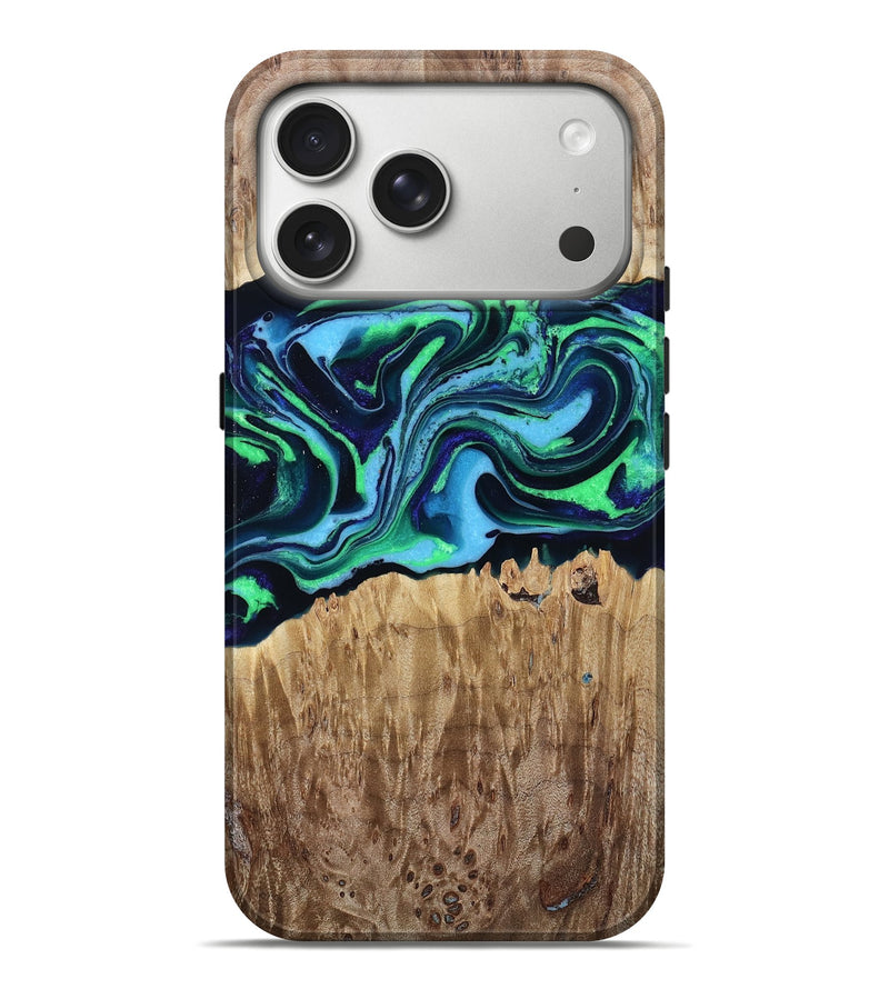 iPhone 17 Pro Max Wood Live Edge Phone Case - Devyn (Blue, 790759)