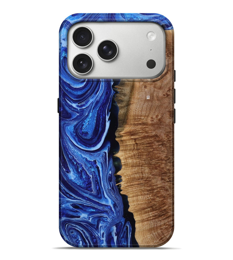 iPhone 17 Pro Max Wood Live Edge Phone Case - Luann (Blue, 790763)
