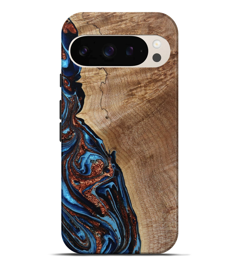 Pixel 10 Pro XL Wood Live Edge Phone Case - Hope (Teal & Gold, 790768)