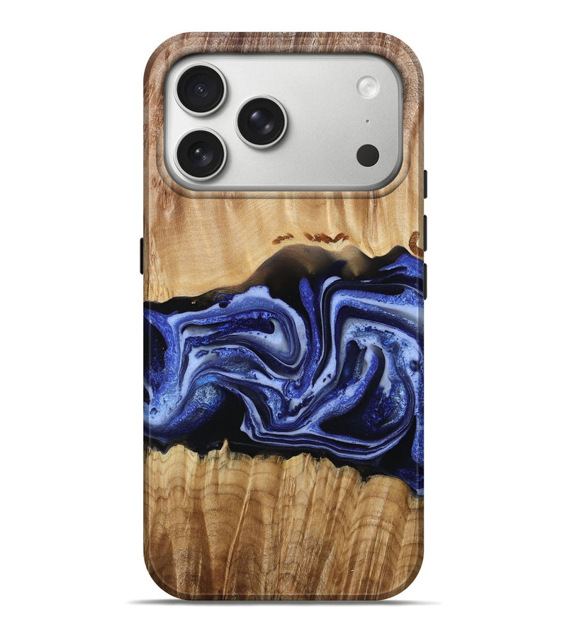 iPhone 17 Pro Max Wood Live Edge Phone Case - Arlette (Blue, 790775)