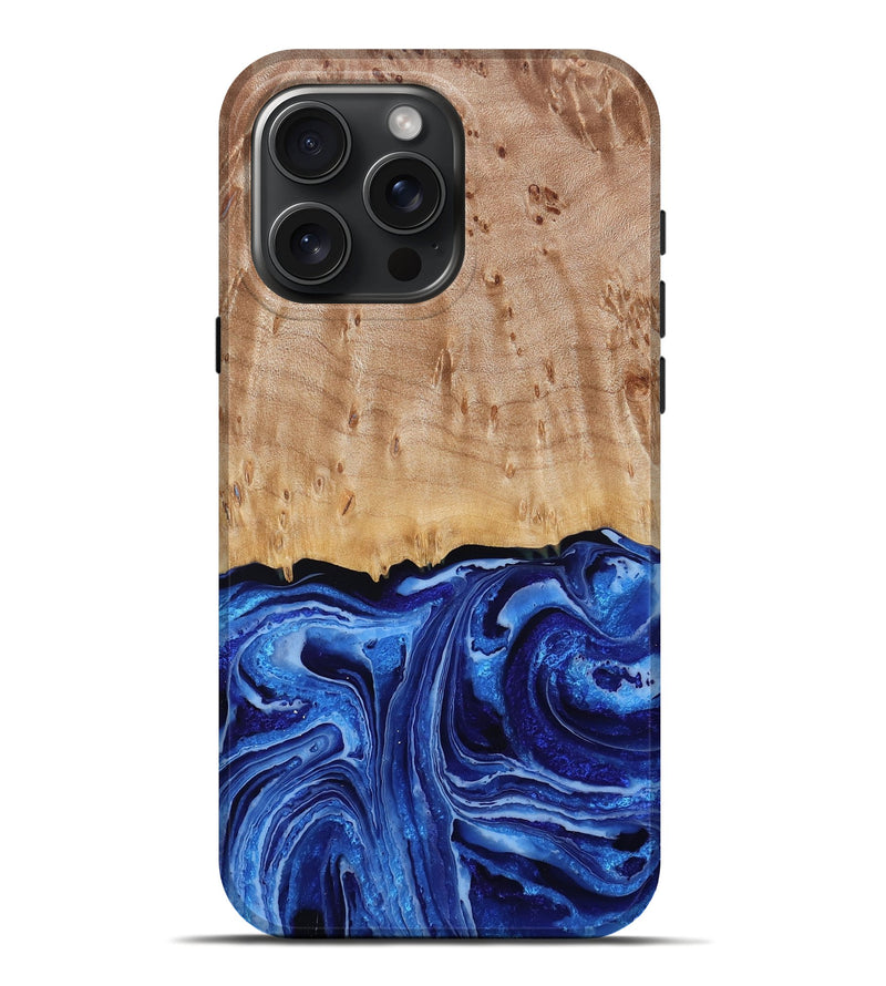 iPhone 16 Pro Max Wood Live Edge Phone Case - Rashad (Blue, 790776)