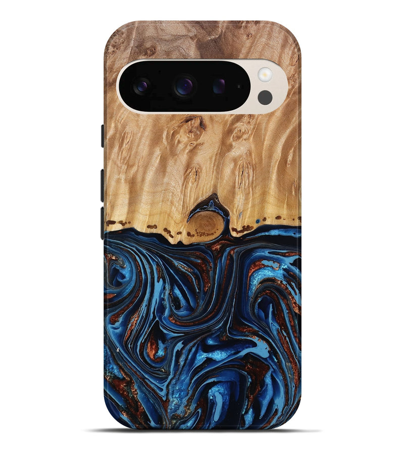 Pixel 10 Pro XL Wood Live Edge Phone Case - Cruz (Teal & Gold, 790780)