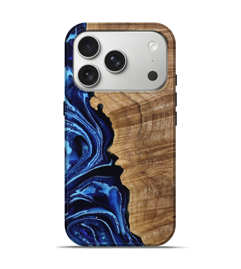 iPhone 17 Pro Wood Live Edge Phone Case - Kayley (Blue, 790787)