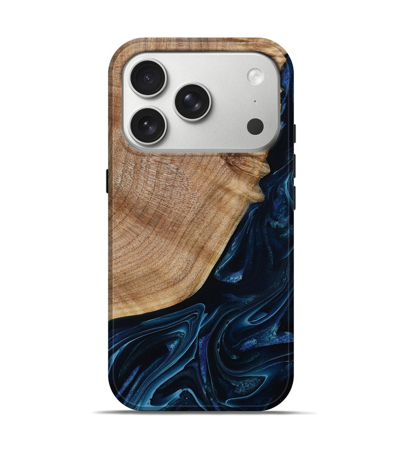 iPhone 17 Pro Wood Live Edge Phone Case - Zaid (Blue, 790792)