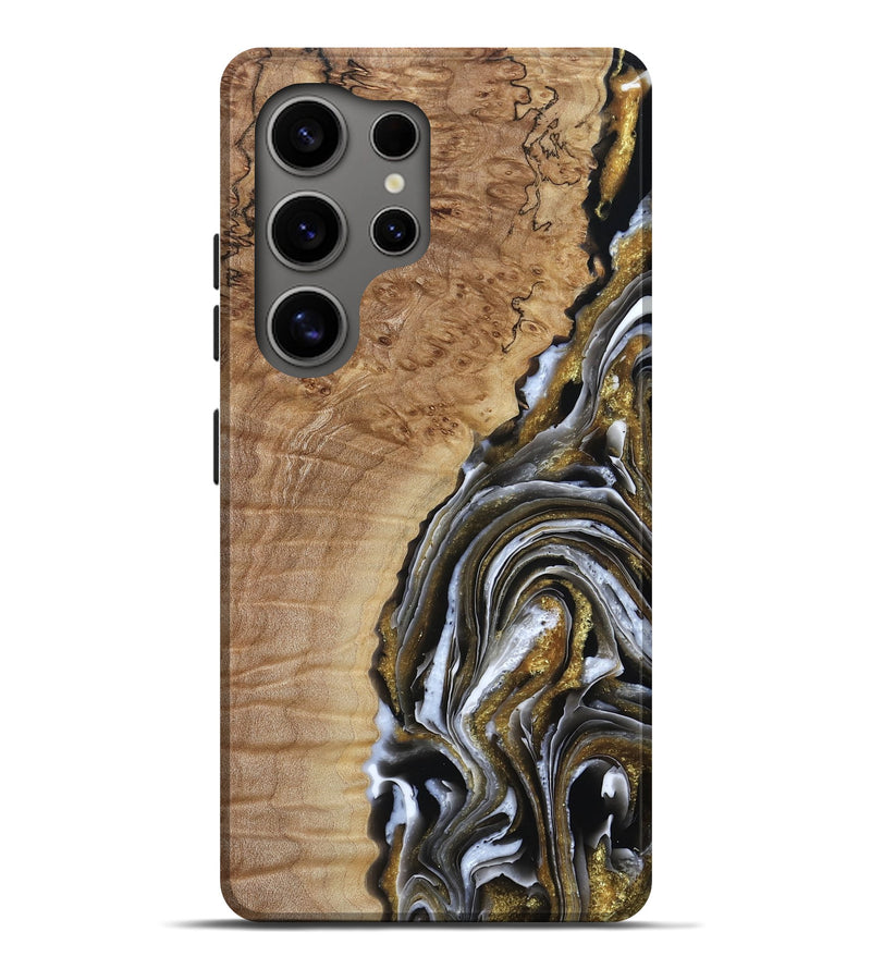 Galaxy S25 Ultra Wood Live Edge Phone Case - Aiyana (Black & White, 790794)