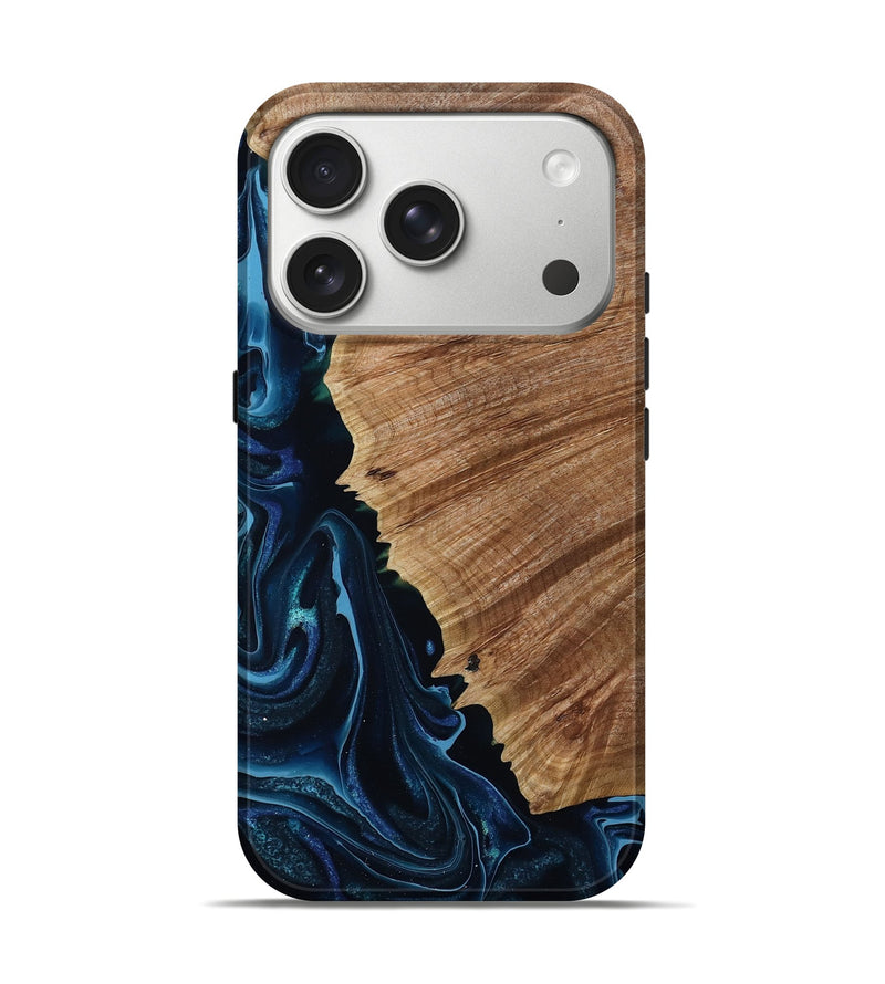 iPhone 17 Pro Wood Live Edge Phone Case - Louise (Blue, 790800)