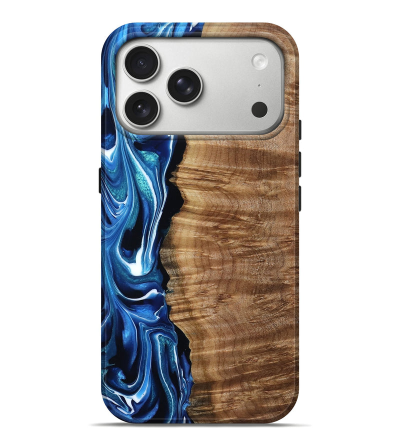 iPhone 17 Pro Max Wood Live Edge Phone Case - Dee (Blue, 790801)