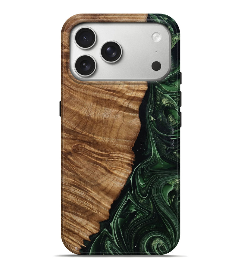 iPhone 17 Pro Max Wood Live Edge Phone Case - Katelin (Green, 790806)