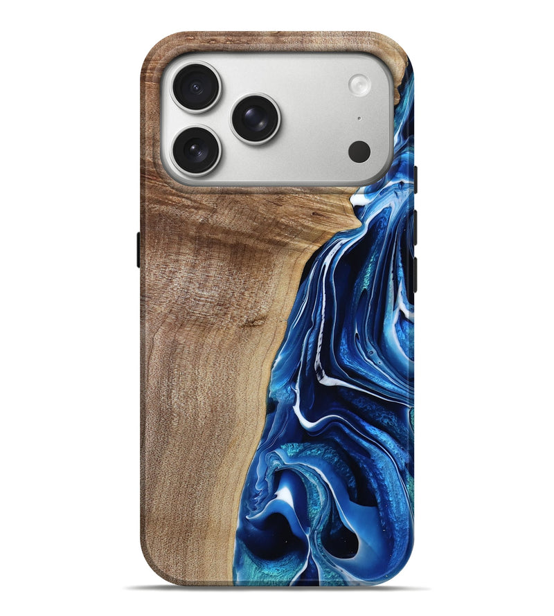 iPhone 17 Pro Max Wood Live Edge Phone Case - Webster (Blue, 790809)