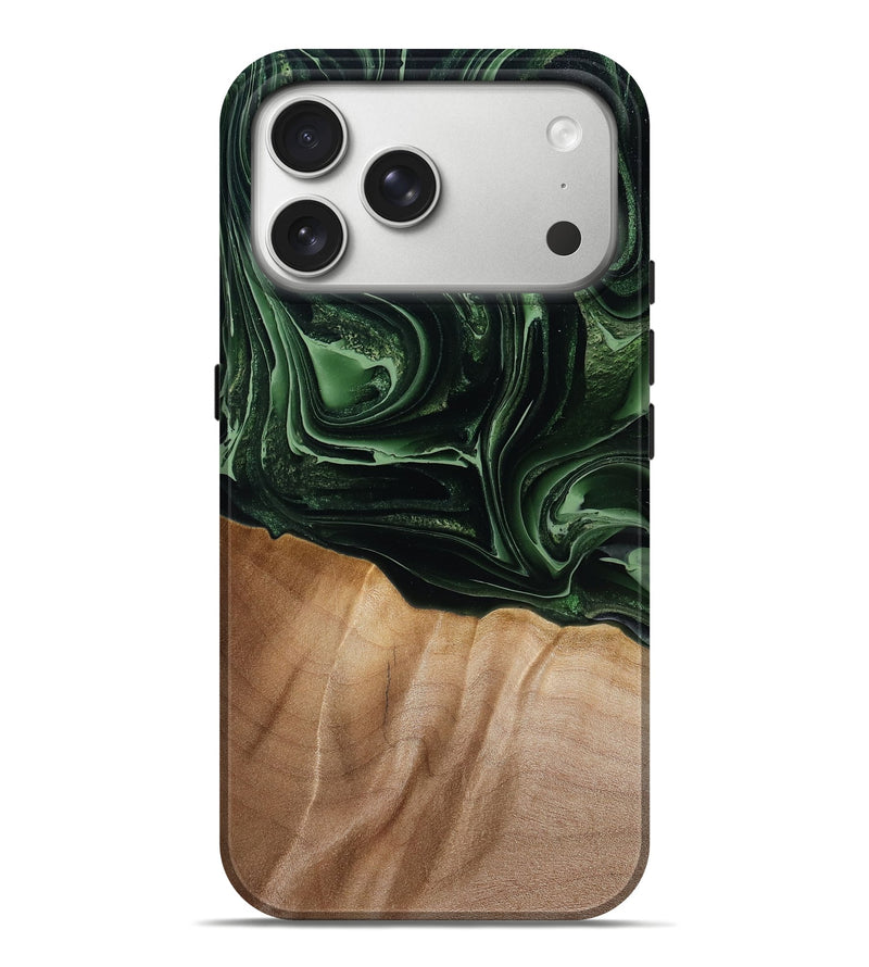 iPhone 17 Pro Max Wood Live Edge Phone Case - Britney (Green, 790810)