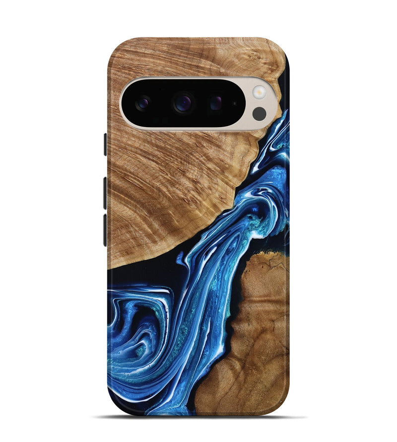 Pixel 10 Pro Wood Live Edge Phone Case - Vernice (Blue, 790811)