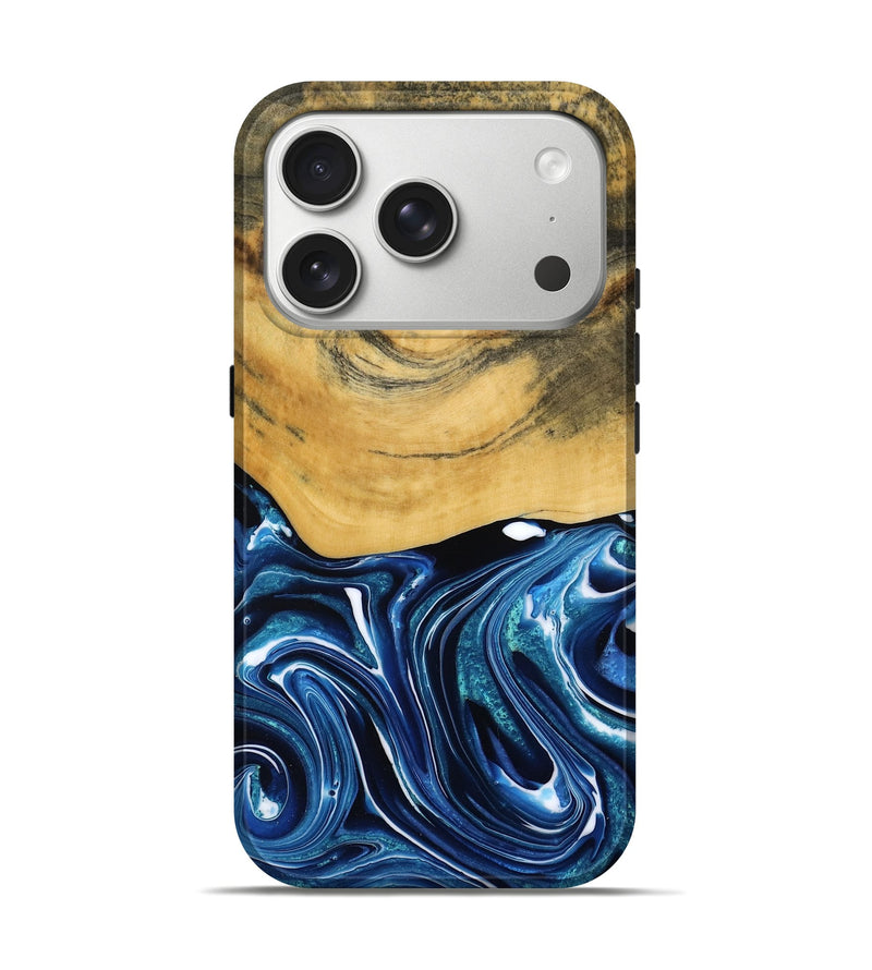 iPhone 17 Pro Wood Live Edge Phone Case - Charlie (Blue, 790812)