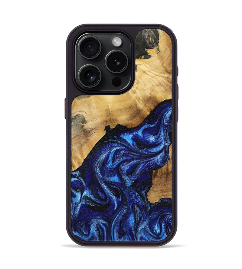iPhone 15 Pro Wood Phone Case - Dania (Blue, 790956)