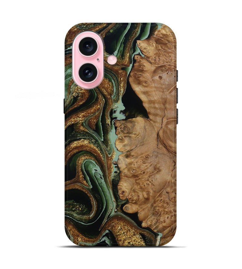 iPhone 17 Wood Live Edge Phone Case - Hailee (Green, 791215)